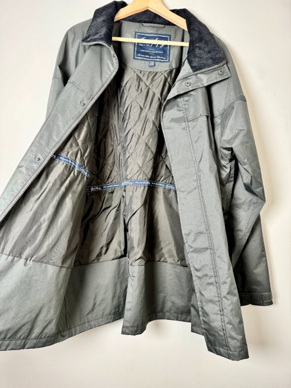 Jack Murphy Men's Green Waterproof Utility Corduroy Trim Coat Jacket Sz 2XL - Picture 3 of 12